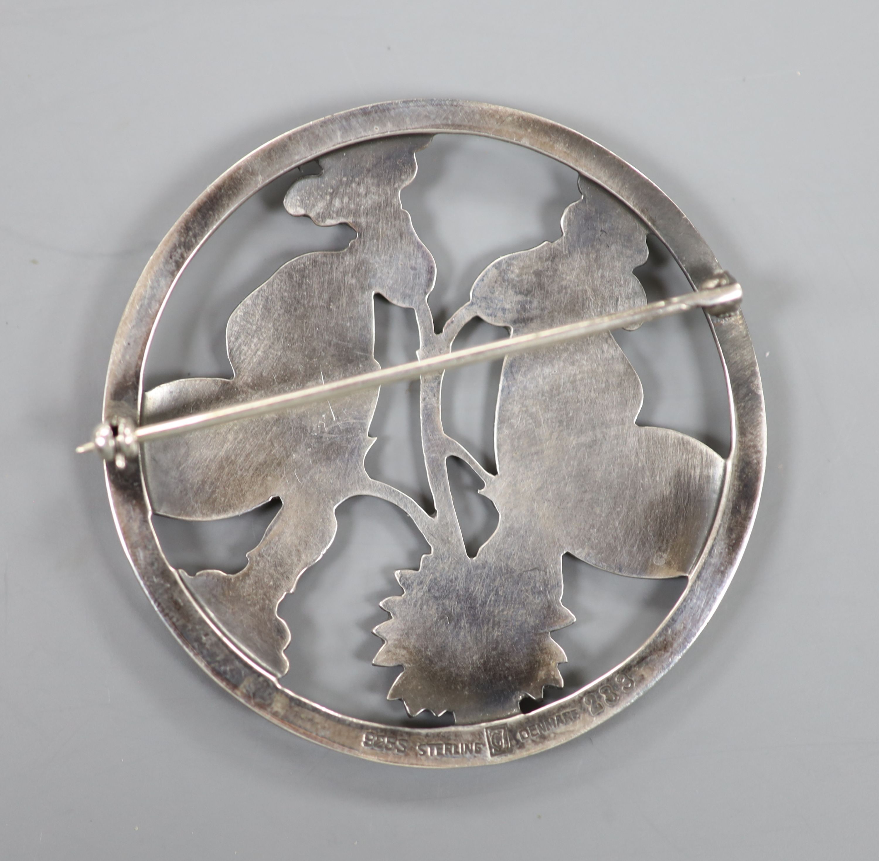 A Georg Jenson sterling Moonlight Blossom brooch, no. 283, diameter 52mm.